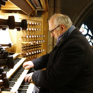 Domorganist Wolfgang Kreuzhuber an der Rudigierorgel