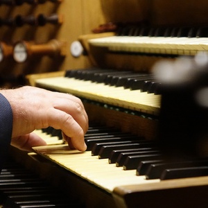 Domorganist Wolfgang Kreuzhuber an der Rudigierorgel