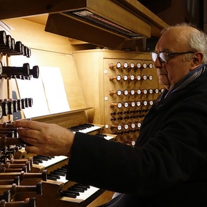 Domorganist Wolfgang Kreuzhuber an der Rudigierorgel