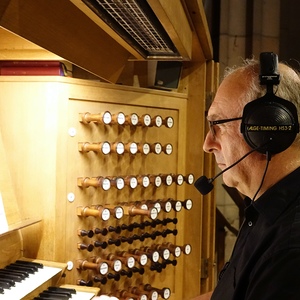 Domorganist Wolfgang Kreuzhuber an der Rudigierorgel