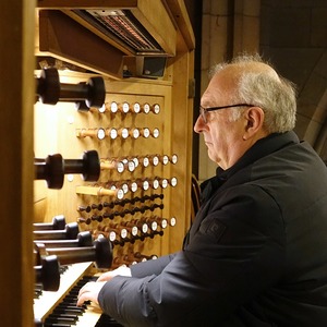 Domorganist Wolfgang Kreuzhuber an der Rudigierorgel