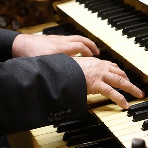 Domorganist Wolfgang Kreuzhuber an der Rudigierorgel