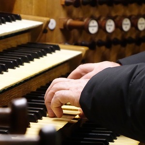 Domorganist Wolfgang Kreuzhuber an der Rudigierorgel