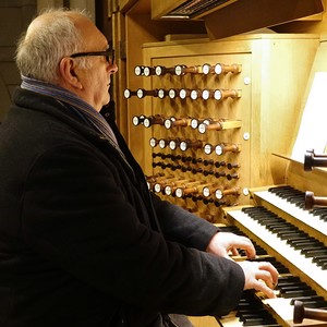 Domorganist Wolfgang Kreuzhuber an der Rudigierorgel