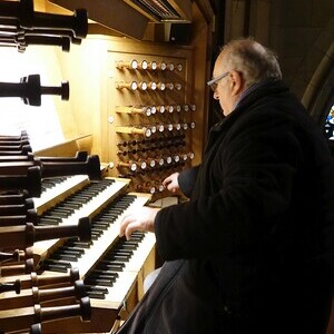 Domorganist Wolfgang Kreuzhuber an der Rudigierorgel
