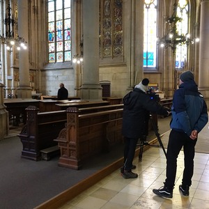 ORF-Dreharbeiten für das Religionsmagazin Orientierung anlässlich 100 Jahre Mariendom