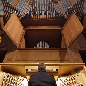 Dommusikassistent Gerhard Raab an der Rudigierorgel