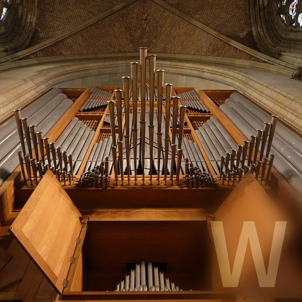 Blick von unten auf die Werke der Rudigierorgel im Mariendom Linz (Foto: Stefanie Petelin)