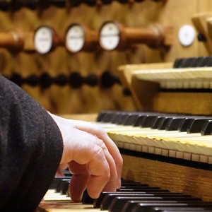 Domorganist Wolfgang Kreuzhuber an der Rudigierorgel