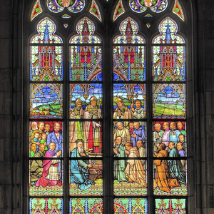 Gemäldefenster im Mariendom: Grundsteinlegung 1862