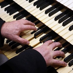 Domorganist Wolfgang Kreuzhuber an der Rudigierorgel