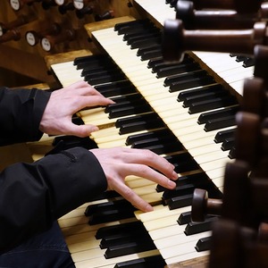 Dommusikassistent Gerhard Raab an der Rudigierorgel