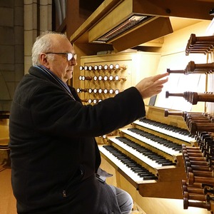 Domorganist Wolfgang Kreuzhuber an der Rudigierorgel