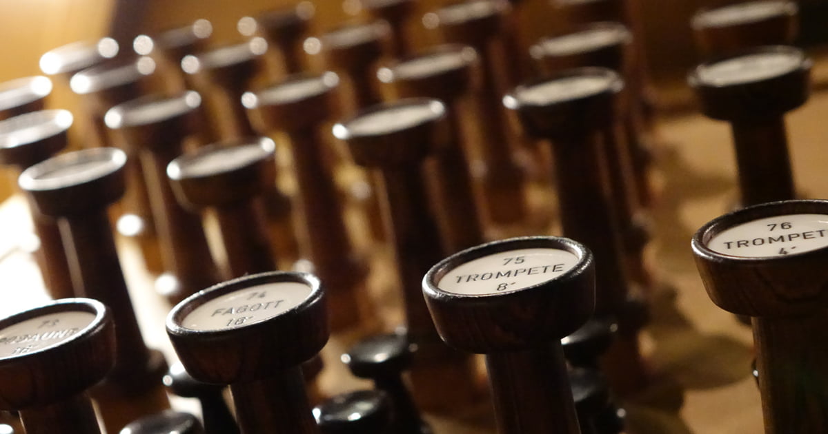 Register der Rudigierorgel im Mariendom Linz