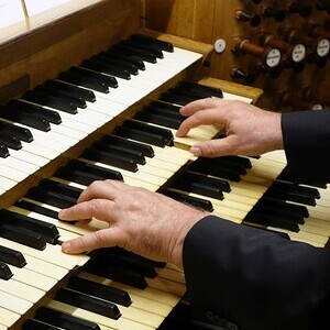 Domorganist Wolfgang Kreuzhuber an der Rudigierorgel