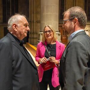 Domorganist Wolfgang Kreuzhuber im Gespräch mit Dommeister Clemens Pichler und Moderatorin Martina Noll