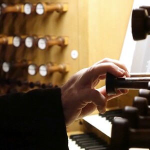 Domorganist Wolfgang Kreuzhuber an der Rudigierorgel