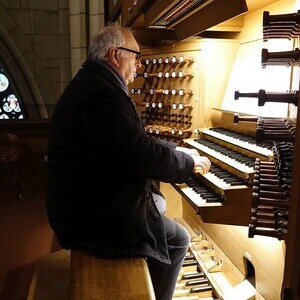 Domorganist Wolfgang Kreuzhuber an der Rudigierorgel