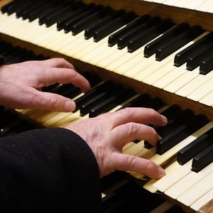 Domorganist Wolfgang Kreuzhuber an der Rudigierorgel