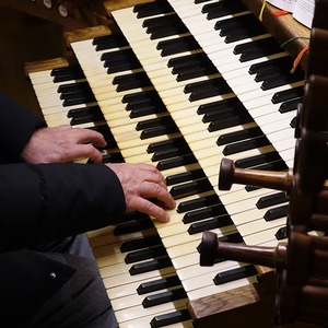 Domorganist Wolfgang Kreuzhuber an der Rudigierorgel