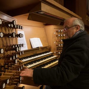 Domorganist Wolfgang Kreuzhuber an der Rudigierorgel