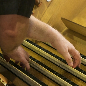 Domorganist Wolfgang Kreuzhuber an der Rudigierorgel