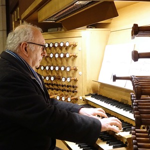 Domorganist Wolfgang Kreuzhuber an der Rudigierorgel