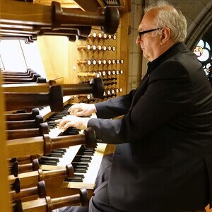 Domorganist Wolfgang Kreuzhuber an der Rudigierorgel
