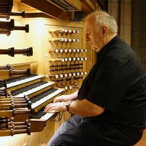 Domorganist Wolfgang Kreuzhuber an der Rudigierorgel