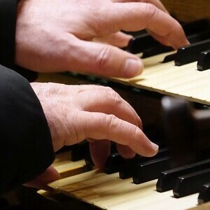 Domorganist Wolfgang Kreuzhuber an der Rudigierorgel