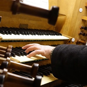 Domorganist Wolfgang Kreuzhuber an der Rudigierorgel