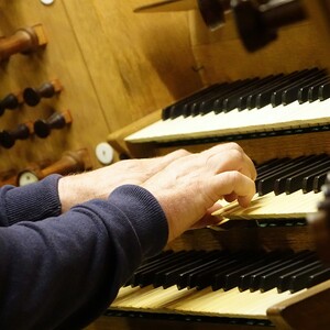 Weiterbildung für Domführer:innen an der Rudigierorgel mit Domorganist Wolfgang Kreuzhuber / © Dommusikverein Linz/Stefanie Petelin Weiterbildung für Domführer:innen an der Rudigierorgel mit Domorganist Wolfgang Kreuzhuber