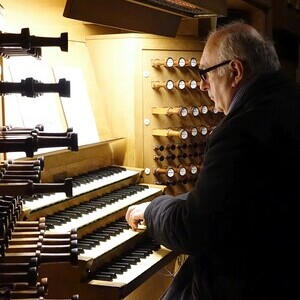 Domorganist Wolfgang Kreuzhuber an der Rudigierorgel
