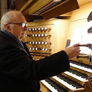Domorganist Wolfgang Kreuzhuber an der Rudigierorgel