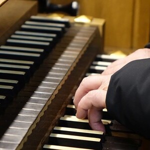 Domorganist Wolfgang Kreuzhuber an der Pflüger-Chororgel