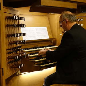 Domorganist Wolfgang Kreuzhuber an der Rudigierorgel