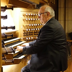 Domorganist Wolfgang Kreuzhuber an der Rudigierorgel