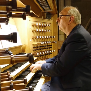 Domorganist Wolfgang Kreuzhuber an der Rudigierorgel