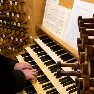 Domorganist Wolfgang Kreuzhuber an der Rudigierorgel