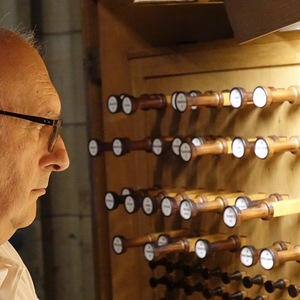 Domorganist Wolfgang Kreuzhuber an der Rudigierorgel