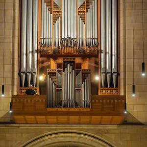 Domorganist Wolfgang Kreuzhuber an der Rudigierorgel