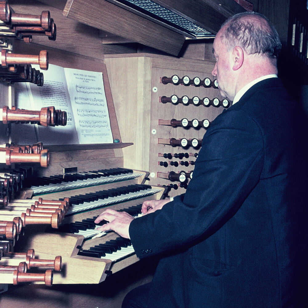 Anton Heiller an der Rudigierorgel (1968).
