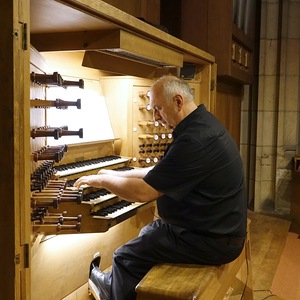 Domorganist Wolfgang Kreuzhuber an der Rudigierorgel