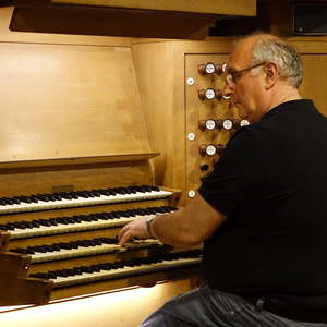 Domorganist Wolfgang Kreuzhuber an der Rudigierorgel