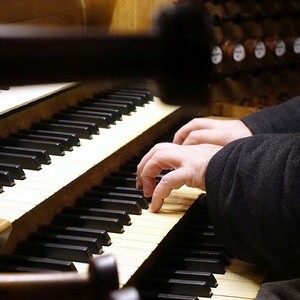 Domorganist Wolfgang Kreuzhuber an der Rudigierorgel