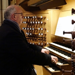 Domorganist Wolfgang Kreuzhuber an der Rudigierorgel