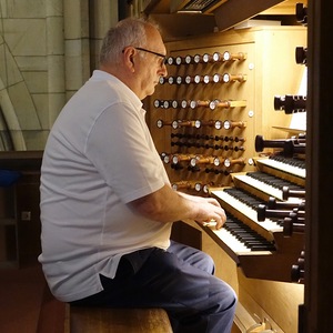 Domorganist Wolfgang Kreuzhuber an der Rudigierorgel