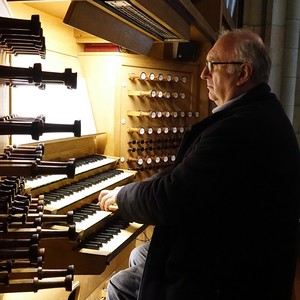 Domorganist Wolfgang Kreuzhuber an der Rudigierorgel