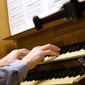 Dommusikassistent Gerhard Raab an der Rudigierorgel