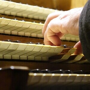 Domorganist Wolfgang Kreuzhuber an der Rudigierorgel
